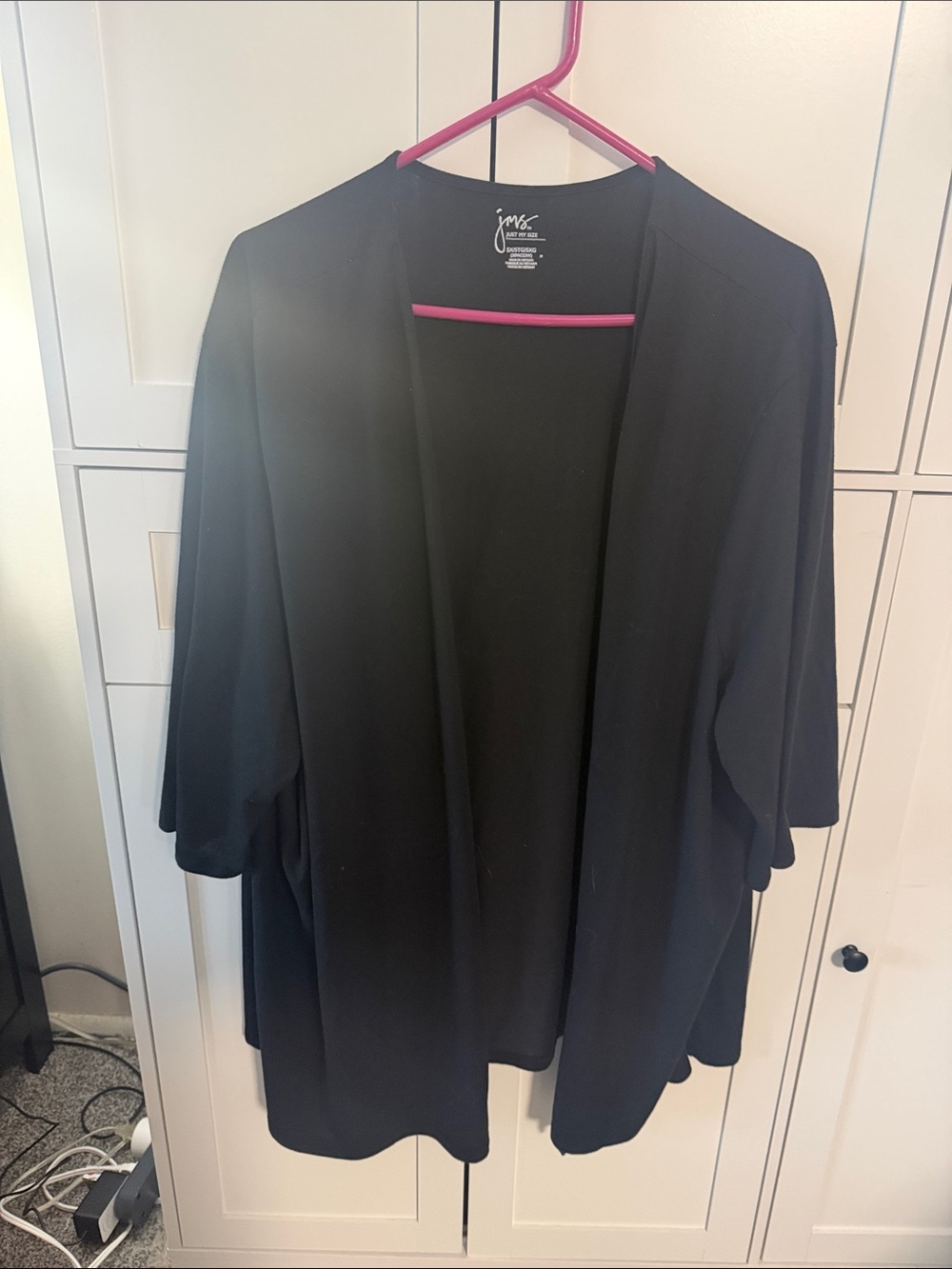 Just My Size Black Open-Front Cardigan Sweater